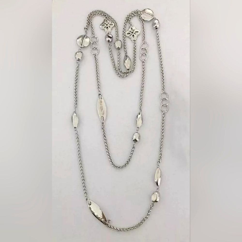 CHICO'S SILVER TONE 52" NECKLACE NWOT